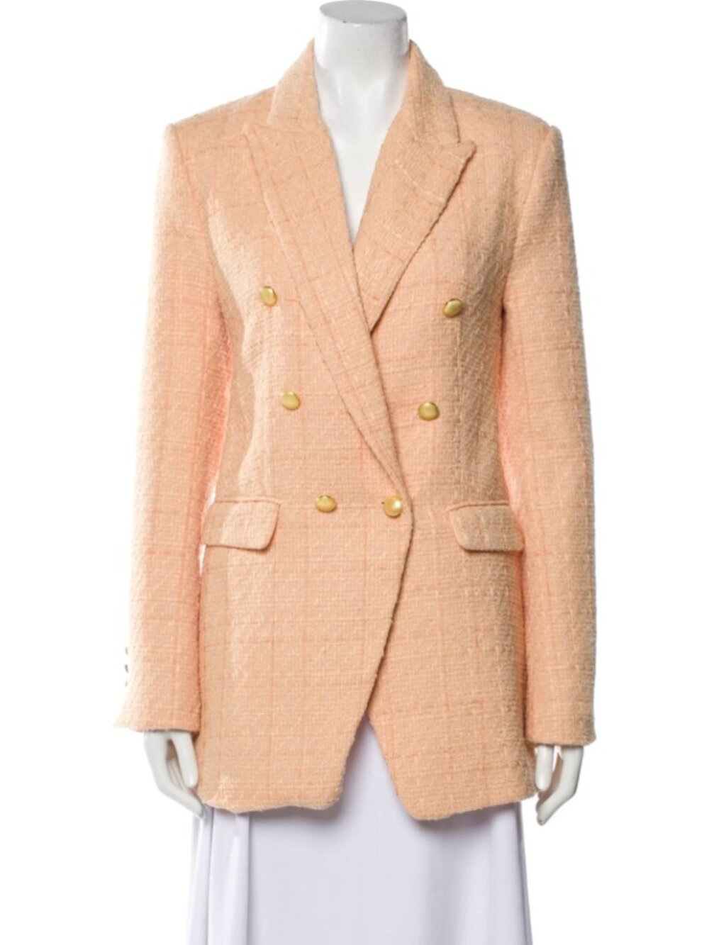 Jason Wu Boucle Tweed Double-Breasted Blazer Orange Peach Size Medium